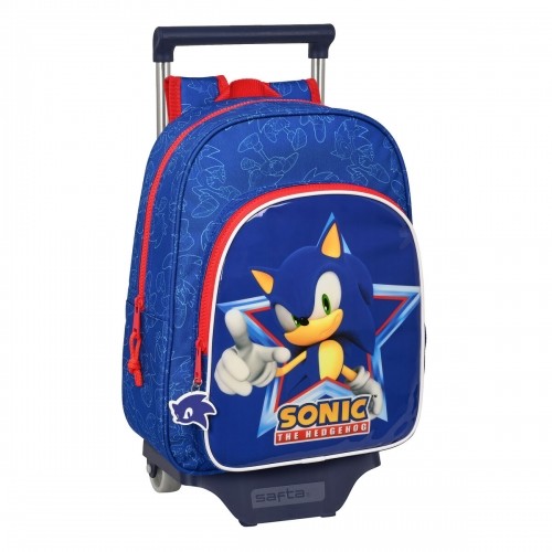 School Rucksack with Wheels Sonic Let's roll Navy Blue 26 x 34 x 11 cm image 1