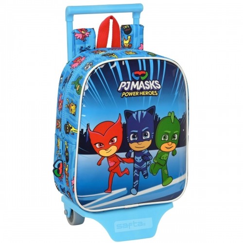 School Rucksack with Wheels PJ Masks Blue 22 x 27 x 10 cm image 1