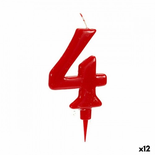 Candle Birthday Red Number 4 (12 Units) image 1