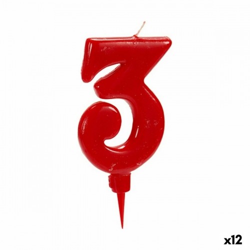 Candle Birthday Red Number 3 (12 Units) image 1
