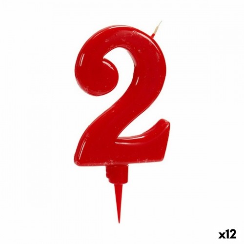 Bigbuy Party Вуаль Красный День рождения Номера 2 (12 штук) image 1