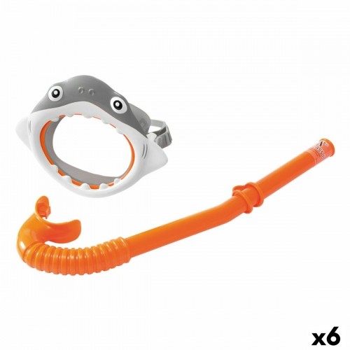 Snorkel Goggles and Tube for Children Intex Shark (6 Units) image 1