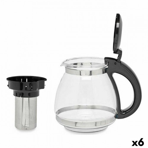 Teapot Transparent Black Plastic Glass 1,5 L (6 Units) image 1