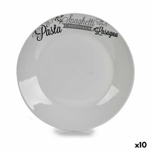 Bigbuy Home Плоская тарелка Ø 24,4 cm Melns Balts Porcelāns Pasta (10 gb.) image 1