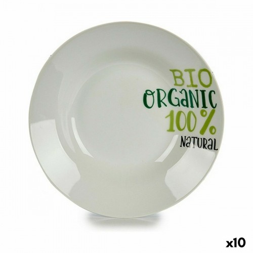 Deep Plate Organic White Green Ø 20,6 cm Porcelain (10Units) image 1