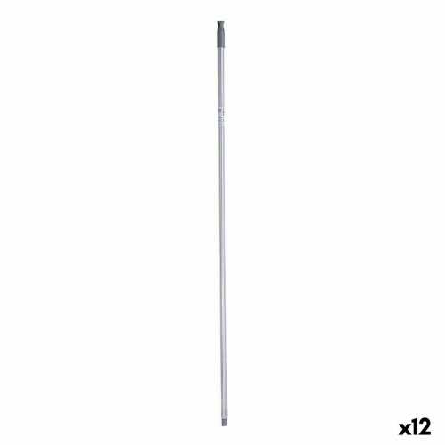 Broom handle Stripes 2,3 x 130 x 2,3 cm Grey Metal (12 Units) image 1
