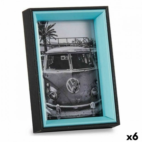 Photo frame 3 x 17 x 12 cm Crystal Black Blue MDF Wood (6 Units) image 1