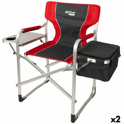 Foldable Camping Chair Aktive Grey Red 61 x 92 x 52 cm (2 Units) image 1