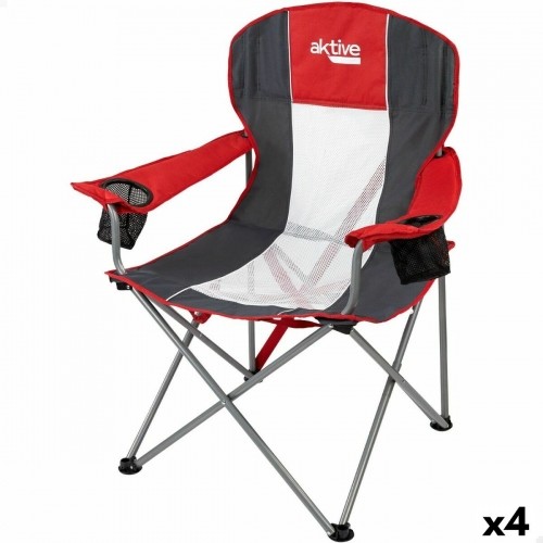 Складной стул для кемпинга Aktive Красный Темно-серый 56 x 98 x 59 cm (4 штук) image 1