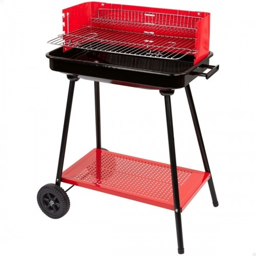 Coal Barbecue with Wheels Aktive Steel Plastic Enamelled Metal 66 x 85 x 44 cm Red image 1