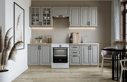 Halmar ELIZABETH 240 kitchen set, color: front - white matt, body – white, worktop – sonoma oak image 1