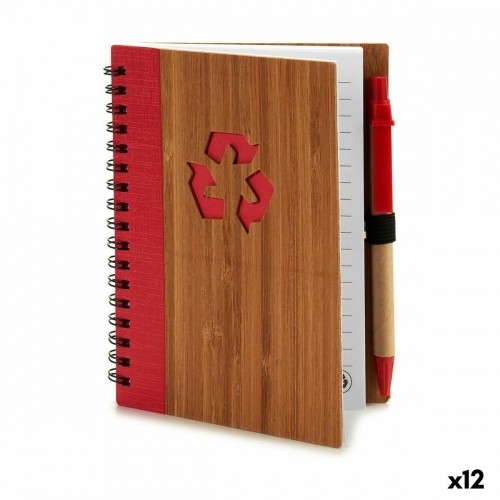 Spiral Notebook with Pen Bamboo 1 x 16 x 12 cm (12 Units) image 1