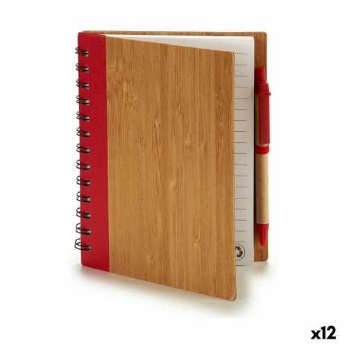 Spiral Notebook with Pen Bamboo 1 x 18 x 14 cm (12 Units) image 1