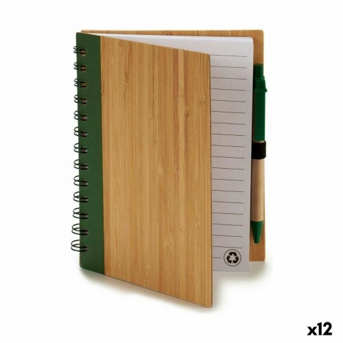 Spiral Notebook with Pen 14 x 18 cm Bamboo (12 Units) image 1