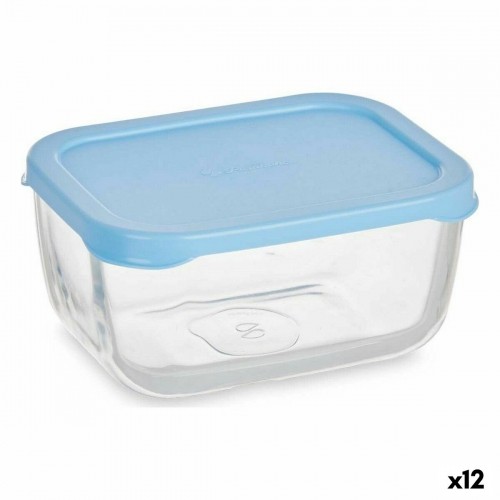 Lunch box Snow 420 ml Blue Transparent Glass Polyethylene (12 Units) image 1