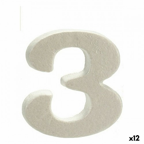 Number 3 White polystyrene 2 x 15 x 10 cm (12 Units) image 1