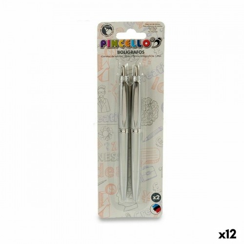 Pincello Lodīšu Pildspalvu Komplekts 0,5 mm Sudrabains Plastmasa (12 gb.) image 1