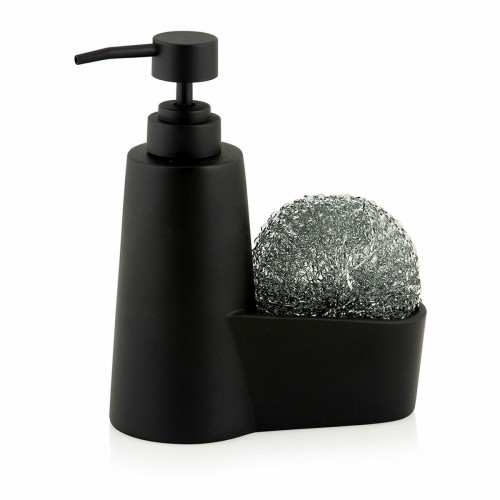 2-in-1 Soap Dispenser for the Kitchen Sink Andrea House CC70059 Matte back Plastic Scourer 14,5 x 7 x 18,5 cm 260 ml image 1