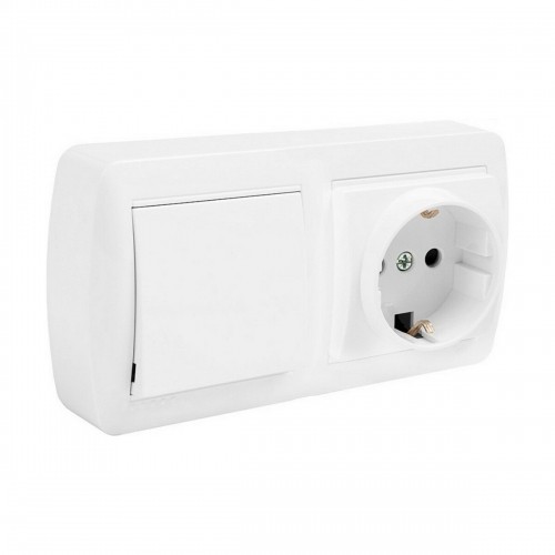 Plug socket Solera mur63u Schuko Bipolar Double Interrupter/Commutator White Surface 16 A image 1