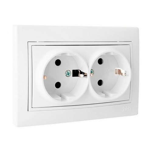 Plug socket Solera Europa erp60/2u Double Shutter view White Embedded, built-in 250 V 16 A image 1