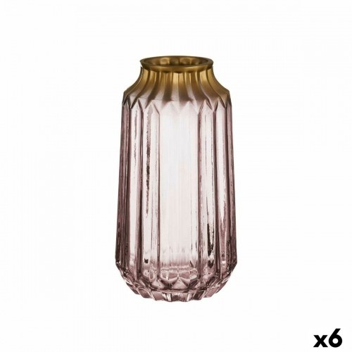 Vase Pink Glass 13 x 23,5 x 13 cm (6 Units) image 1