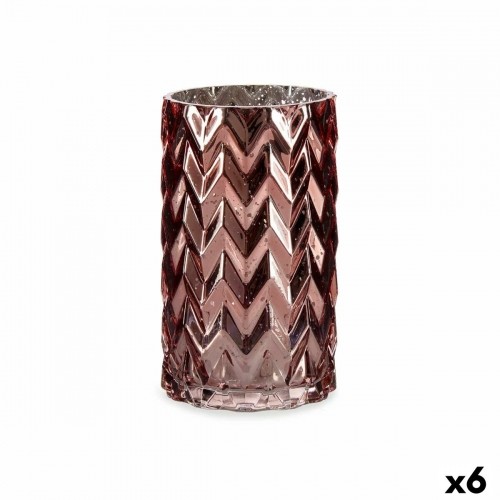 Gift Decor Vāze Gravējums Smaile Rozā Stikls 11,3 x 19,5 x 11,3 cm (6 gb.) image 1