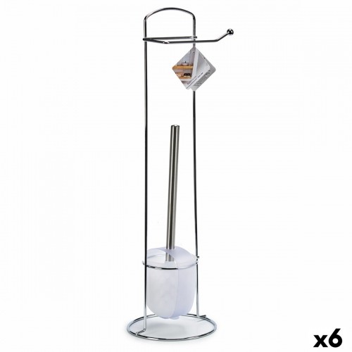 Toilet Paper Holder with Brush Stand White Silver Metal 16,5 x 59 x 16,5 cm (6 Units) image 1