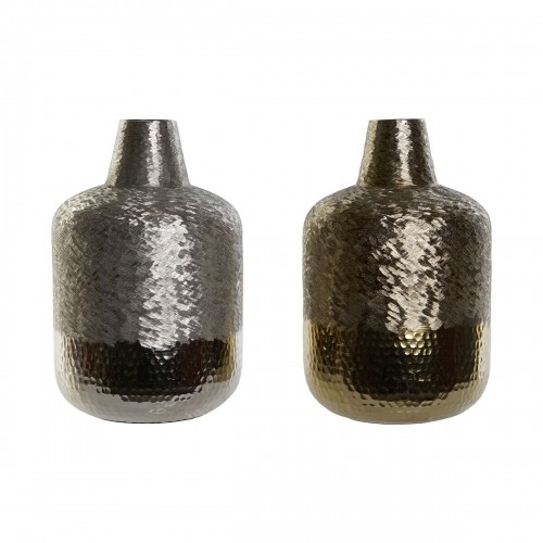 Vase DKD Home Decor Golden Silver Aluminium Modern 22 x 22 x 33 cm (2 Units) image 1