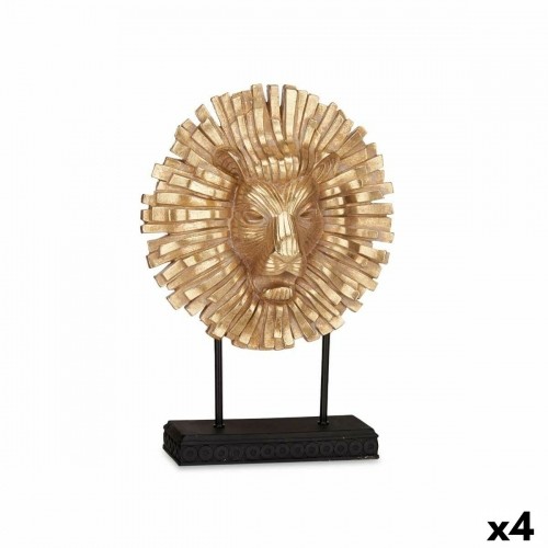 Decorative Figure Lion Black Golden 28 x 38,5 x 11,5 cm (4 Units) image 1