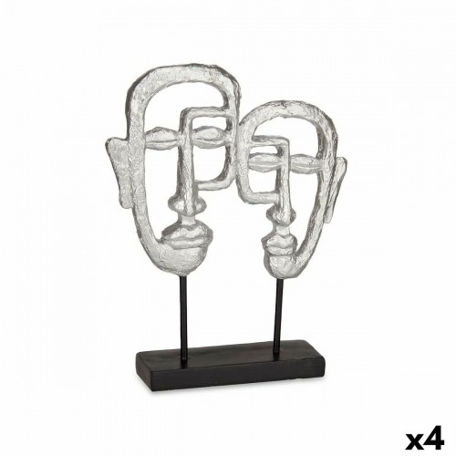 Decorative Figure Face Silver 27 x 32,5 x 10,5 cm (4 Units) image 1