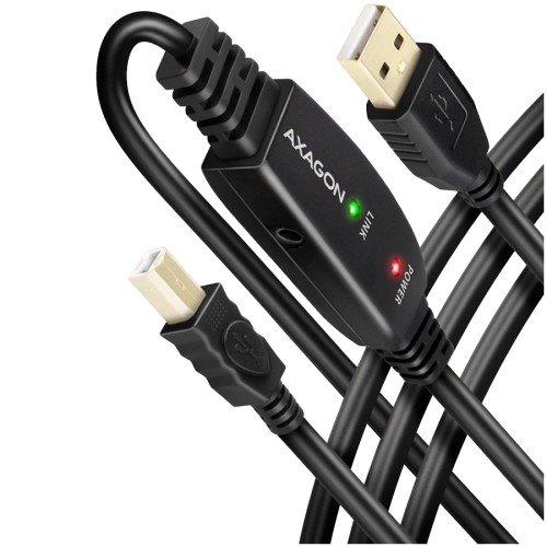 Axagon ADR-215B Active connection USB 2.0 A-M > B-M cable, 15 m long. Power supply option. image 1