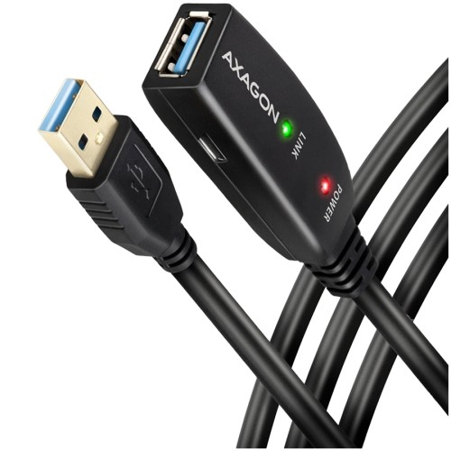 Axagon Active extension USB 3.2 Gen 1 A-M > A-F cable, 10 m long. Power supply option. image 1