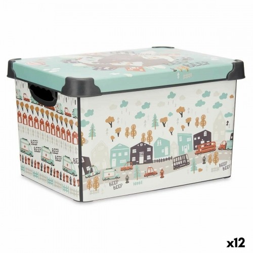 Storage Box with Lid Children's Road 22 L Plastic 29,5 x 23,5 x 39,5 cm (12 Units) image 1