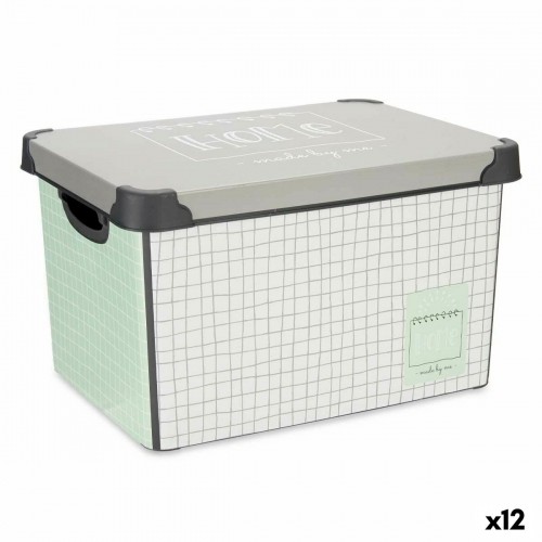 Kipit Контейнер для хранения с крышкой Home Сетчатая Серый Пластик 17 L 28 x 22 x 37 cm (12 штук) image 1