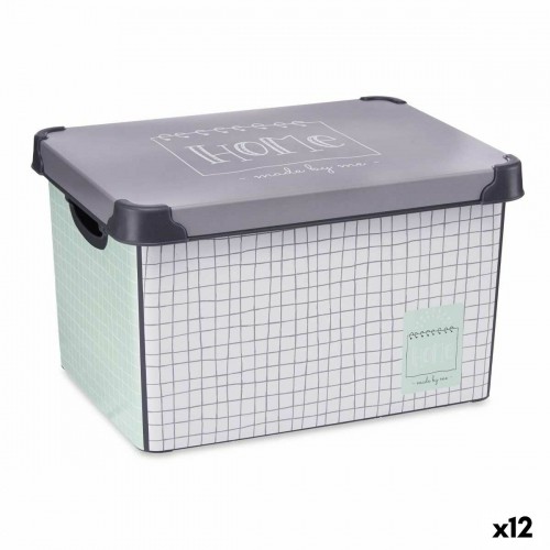 Storage Box with Lid Home Graph paper 22 L Grey Plastic 29 x 23,5 x 39 cm (12 Units) image 1