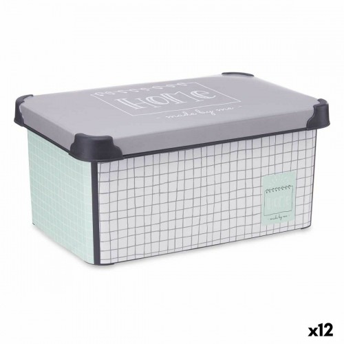 Storage Box with Lid Home Graph paper Grey Plastic 10 L 23,5 x 16,5 x 35 cm (12 Units) image 1