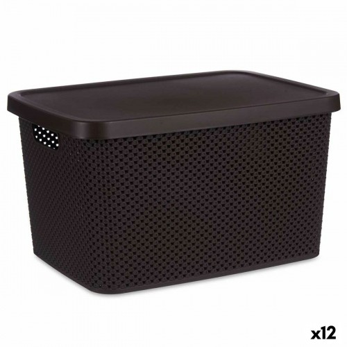 Storage Box with Lid Brown Plastic 19 L 28 x 22 x 39 cm (12 Units) image 1