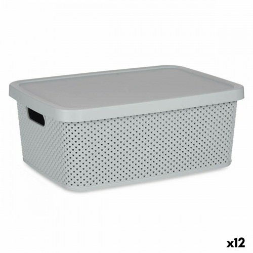 Storage Box with Lid Grey Plastic 13 L 28 x 15 x 39 cm (12 Units) image 1