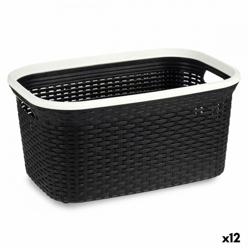 Laundry Basket White Black Plastic 36 L 36 x 25,5 x 53 cm (12 Units) image 1