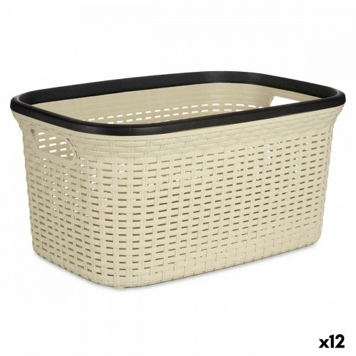 Laundry Basket Cream Plastic 36 L 36 x 25,5 x 52,5 cm (12 Units) image 1