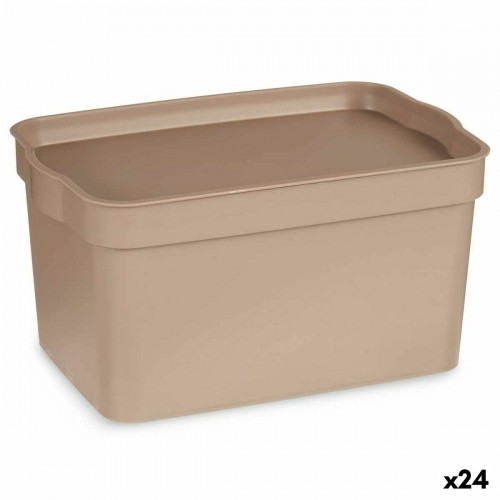 Storage Box with Lid Beige Plastic 2,3 L 13,5 x 11 x 20 cm (24 Units) image 1