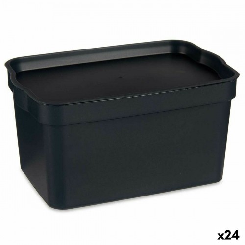 Storage Box with Lid Anthracite Plastic 2,3 L 13,5 x 11 x 20 cm (24 Units) image 1