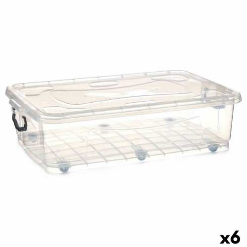 Storage Box with Wheels Transparent Plastic 40 L 46,5 x 20 x 72,2 cm (6 Units) image 1