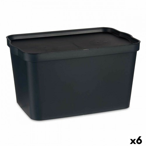 Storage Box with Lid Anthracite Plastic 24 L 29,3 x 24,5 x 45 cm (6 Units) image 1