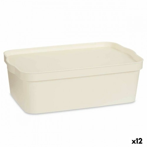 Storage Box with Lid Cream Plastic 14 L 29,5 x 14,3 x 45 cm (12 Units) image 1