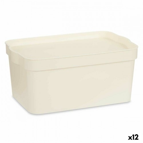 Storage Box with Lid Cream Plastic 7,5 L 21,5 x 14,5 x 32 cm (12 Units) image 1