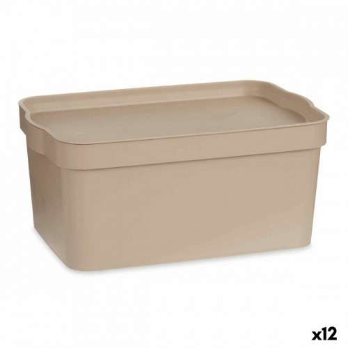 Kipit Uzglabāšanas Kaste ar Vāku Bēšs Plastmasa 7,5 L 21,5 x 14,5 x 32 cm (12 gb.) image 1