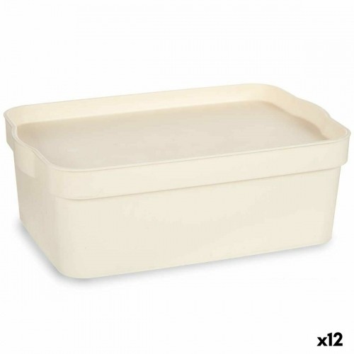 Storage Box with Lid Cream Plastic 6 L 21,5 x 11 x 31,5 cm (12 Units) image 1