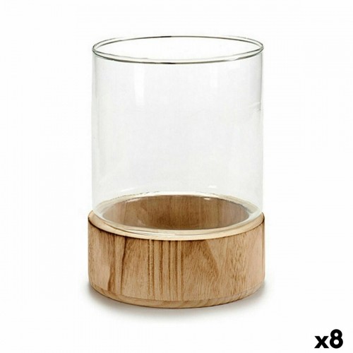 Candleholder Brown Transparent Wood Crystal 14,5 x 19,3 x 14,5 cm (8 Units) image 1