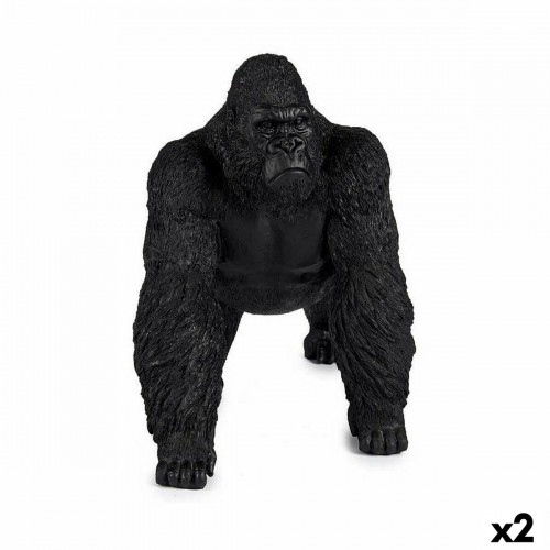 Decorative Figure Gorilla Black 20 x 27 x 34 cm (2 Units) image 1